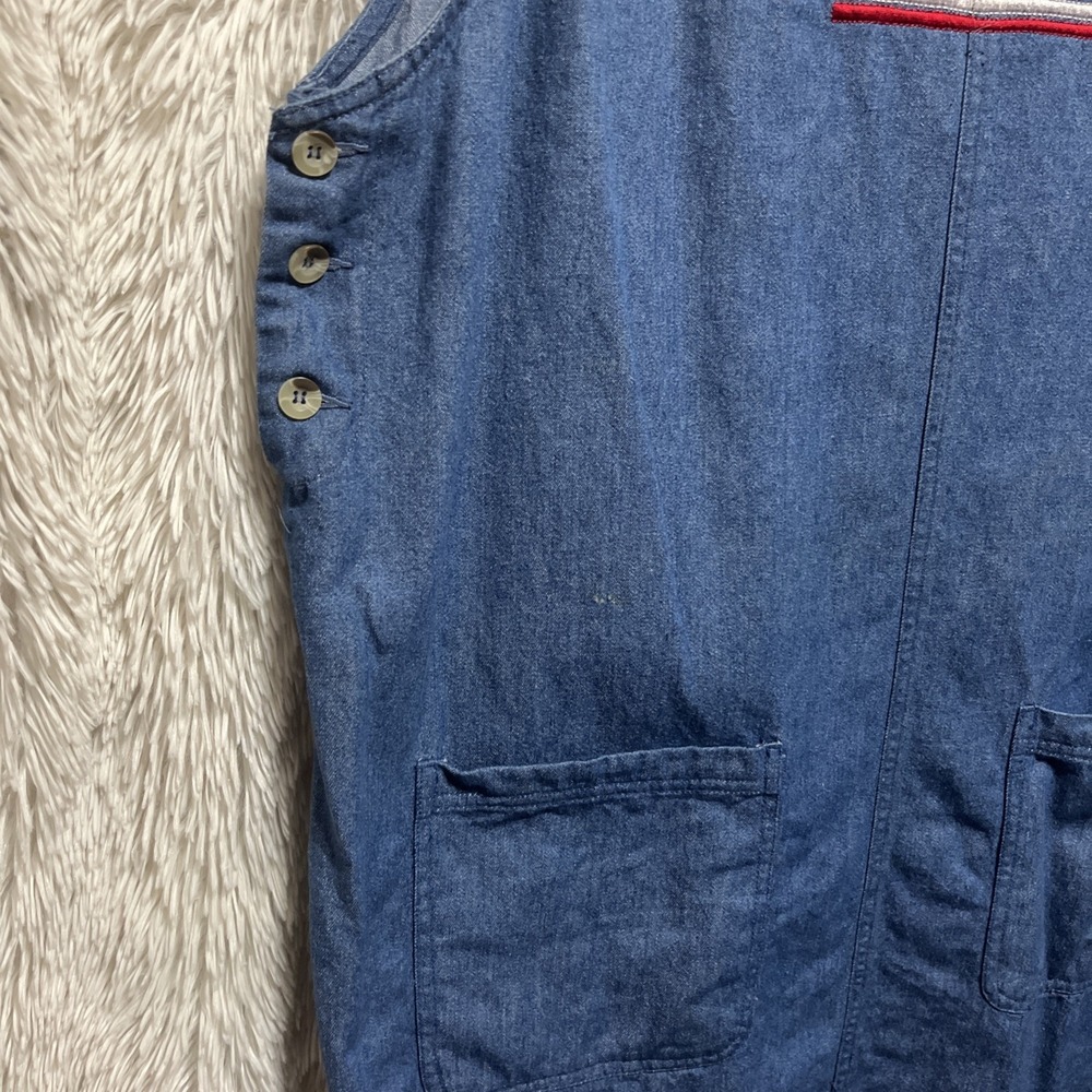 Quacker Factory Denim Midi‎ Dress Womens 1X Blue Cotton Pockets Flag Applique - Picture 9 of 10